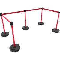 Ensemble de cinq montants pour barri&egrave;re PLUS, Plastique, 42" h, Ruban Rouge, Longueur du ruban 15' R.M.G. Prévention
