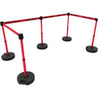 Ensemble de cinq montants pour barri&egrave;re PLUS, Plastique, 42" h, Ruban Rouge, Longueur du ruban 15' R.M.G. Prévention