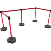 Ensemble de cinq montants pour barri&egrave;re PLUS, Plastique, 42" h, Ruban Rouge, Longueur du ruban 15' R.M.G. Prévention