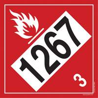 1267 Petroleum Crude Oil Flammable Liquid TDG Placard, Adhesive Vinyl R.M.G. Prévention