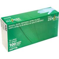 Gants jetables de calibre m&eacute;dical r&eacute;sistants &agrave; la perforation, 2T-Grand, Nitrile, 4,5 mils, Sans poudre, Bleu, Classe 2 R.M.G. Prévention