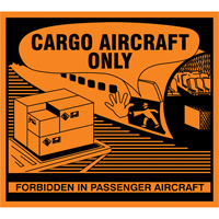 &eacute;tiquettes de manutention Cargo Aircraft Only, 4-3/4" lo x 4-1/4" la, Orange R.M.G. Prévention