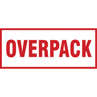 Étiquette de manutention «Overpack», 6" lo x 2-1/2" la, Rouge/blanc SGQ528 | R.M.G. Prévention
