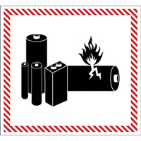 Étiquettes de manutention de matières dangereuses, 4-1/2" lo x 5-1/2" la, Noir/rouge SGQ532 | R.M.G. Prévention