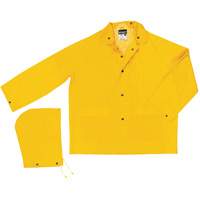 Classic Series Rain Jacket with Detachable Hood, Polyester/PVC, Large, Yellow R.M.G. Prévention