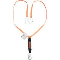 Titan Shock-Absorbing Lanyard, 6', Locking Snap Hook Center, Locking Snap Hook Leg Ends, Polyester R.M.G. Prévention