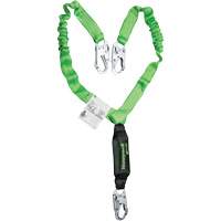 Miller&reg; StretchStop&reg; Shock-Absorbing Lanyard, 6', Locking Snap Hook Center, Locking Snap Hook Leg Ends, Polyester R.M.G. Prévention