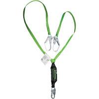 Miller&reg; HP Shock-Absorbing Lanyard, 6', Locking Rebar Hook Center, Locking Snap Hook Leg Ends, Polyester R.M.G. Prévention