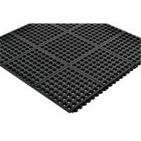 Tapis antifatigue &agrave; imbrication Cushion-Ease 550, &agrave; fentes, 3' x 3' x 3/4", Noir, Caoutchouc R.M.G. Prévention