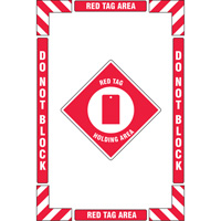 "Red Tag Holding Area" Floor Marking Kit, Adhesive, English with Pictogram R.M.G. Prévention