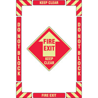 "Fire Exit" Floor Marking Kit, Adhesive, English with Pictogram R.M.G. Prévention