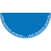 "Caution" Half Circle Swing Door Floor Sign, Adhesive, English with Pictogram R.M.G. Prévention