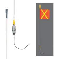 Tiges de s&eacute;curit&eacute; tout-temps de s&eacute;rie lourde avec lumi&egrave;re DEL constante Safety Whip, Fixation Ressort, Hauteur 5', Orange avec X r&eacute;fl&eacute;chissant R.M.G. Prévention