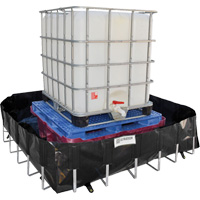 Berme de confinement des d&eacute;versements Ultra-IBC Berm, Capacit&eacute; 400 gal. US, 6' la x 6' lo x 18" h, Support en L R.M.G. Prévention