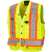 6693 Surveyor's Safety Vest, High Visibility Lime-Yellow, 4X-Large, Polyester R.M.G. Prévention
