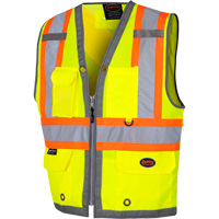 6673 Mesh-Back Zip-Front Surveyor's Vest, High Visibility Lime-Yellow, Small, Polyester R.M.G. Prévention
