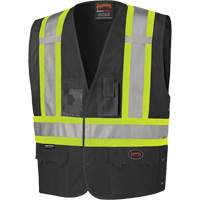 135 Veste de s&eacute;curit&eacute; avec c&ocirc;t&eacute;s r&eacute;glables, Noir, Grand/T-Grand, Polyester R.M.G. Prévention