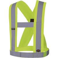 5492 4" Wide Adjustable Safety Sash, Meets/Exceeds CSA Z96 Class 2 - Level 2, High Visibility Lime-Yellow, Silver Reflective Colour, One Size R.M.G. Prévention