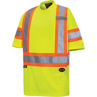 6971 Bird's-Eye Safety T-Shirt, Polyester, X-Small, High Visibility Lime-Yellow R.M.G. Prévention
