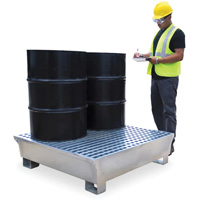 4-Drum Steel Ultra-Spill Pallet&reg;, 68 US gal. Spill Capacity, 49.1" x 47.1" x 10.9" R.M.G. Prévention