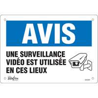 Enseigne  Surveillance vid&eacute;o , 7" x 10", Plastique, Français avec pictogramme R.M.G. Prévention