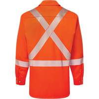 Ultrasoft&reg; Flame Resistant Deluxe Segmented Striped Work Shirt, Small, Orange R.M.G. Prévention