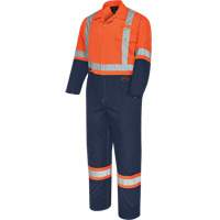 5514BBT 2-Tone Safety Coveralls with Zipper Closure, 40 (Tall), High Visibility Orange/Navy Blue R.M.G. Prévention