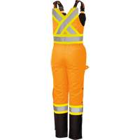 5040BBW Women's High-Visibility Waterproof Safety Overalls, Polyester, X-Small, Black/High Visibility Orange R.M.G. Prévention