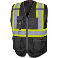 6959BK Tricot High-Visibility Safety Vest with Zipper Closure, Black, X-Small, Polyester R.M.G. Prévention