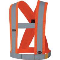 5491 High-Visibility 4" Wide Adjustable Safety Sash, Meets/Exceeds CSA Z96 Class 2 - Level 2, High Visibility Orange, Silver Reflective Colour, One Size R.M.G. Prévention