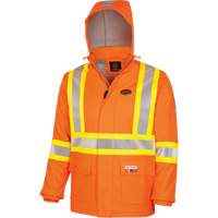 5884 Manteau imperm&eacute;able ignifuge et r&eacute;sistant aux arcs &eacute;lectriques avec capuchon Flash-Gard, Petit, Orange haute visibilit&eacute;, 51 cal/cm² R.M.G. Prévention