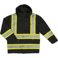 Ripstop Safety Rain Jacket, Polyester, X-Small, Black R.M.G. Prévention