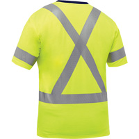 Chemise &agrave; manches courtes et X au dos Bisley, Poly-coton, Petit, Jaune lime haute visibilit&eacute; R.M.G. Prévention