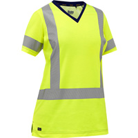 Chemise &agrave; manches courtes et X au dos Bisley pour femmes, Poly-coton, Petit, Jaune lime haute visibilit&eacute; R.M.G. Prévention