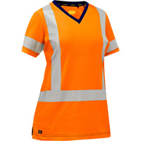 Chemise &agrave; manches courtes et X au dos Bisley pour femmes, Poly-coton, Petit, Orange haute visibilit&eacute; R.M.G. Prévention