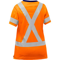 Chemise &agrave; manches courtes et X au dos Bisley pour femmes, Poly-coton, Petit, Orange haute visibilit&eacute; R.M.G. Prévention