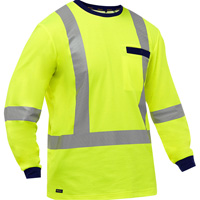 Chemise &agrave; manches longues et X au dos Bisley, Poly-coton, Petit, Jaune lime haute visibilit&eacute; R.M.G. Prévention