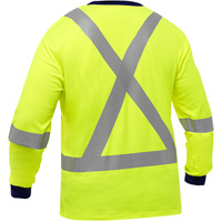 Chemise &agrave; manches longues et X au dos Bisley, Poly-coton, Petit, Jaune lime haute visibilit&eacute; R.M.G. Prévention