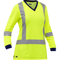 Chemise &agrave; manches longues et X au dos Bisley pour femmes, Poly-coton, Petit, Jaune lime haute visibilit&eacute; R.M.G. Prévention