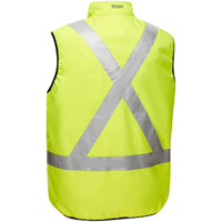 Bisley&reg; X-Back Reversible Puffer Vest, High Visibility Lime-Yellow, Small, Polyester R.M.G. Prévention