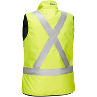 Bisley&reg; X-Back Women's Contoured Reversible Puffer Vest, High Visibility Lime-Yellow, Small, Polyester R.M.G. Prévention
