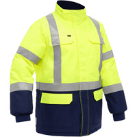 Manteau pour le froid extr&ecirc;me avec bas bleu marin et X au dos Bisley, Polyester, Jaune lime haute visibilit&eacute;, Petit R.M.G. Prévention