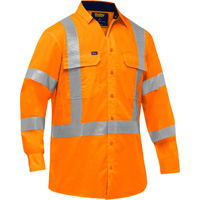 Chemise de travail &agrave; manches longues et X au dos Bisley avec X-Airflow, Poly-coton, Petit, Orange haute visibilit&eacute; R.M.G. Prévention