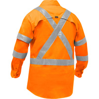 Chemise de travail &agrave; manches longues et X au dos Bisley avec X-Airflow, Poly-coton, Petit, Orange haute visibilit&eacute; R.M.G. Prévention