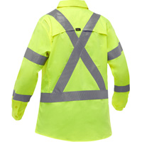 Chemise de travail &agrave; manches longues et X au dos Bisley avec X-Airflow pour femmes, Poly-coton, Petit, Jaune lime haute visibilit&eacute; R.M.G. Prévention