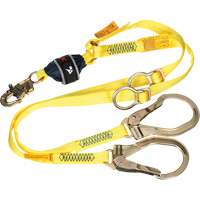 Twin-Leg Tie-Back Web Shock-Absorbing Lanyard, 6', Rebar Hook Center, Snap Hook Leg Ends, Polyester R.M.G. Prévention