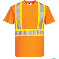 T-shirt de s&eacute;curit&eacute; &agrave; bandes contrastantes, Polyester, Petit, Orange haute visibilit&eacute; R.M.G. Prévention