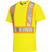 T-shirt de s&eacute;curit&eacute; &agrave; bandes contrastantes, Polyester, Petit, Jaune lime haute visibilit&eacute; R.M.G. Prévention