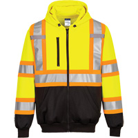 Contrast-Striped Safety Hoodie, Small, Black/High Visibility Lime-Yellow R.M.G. Prévention