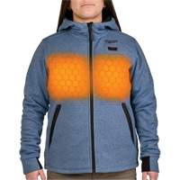 M12 Heated Hoodie with Battery, Women's, Medium, Blue, Poly-Cotton R.M.G. Prévention